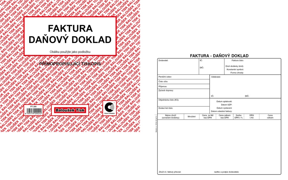 TB Faktura 2/3 A4 daňový doklad propisující 50 listů PT200