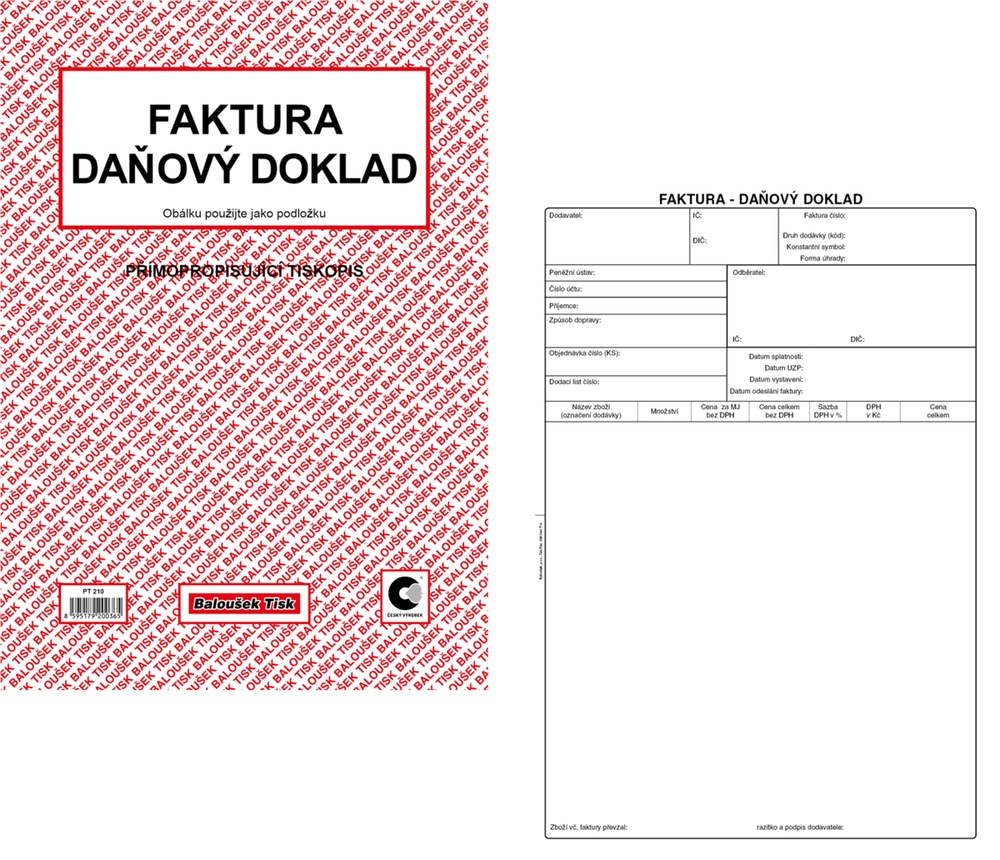 TB Faktura A4 daňový doklad propisující 50 listů PT210