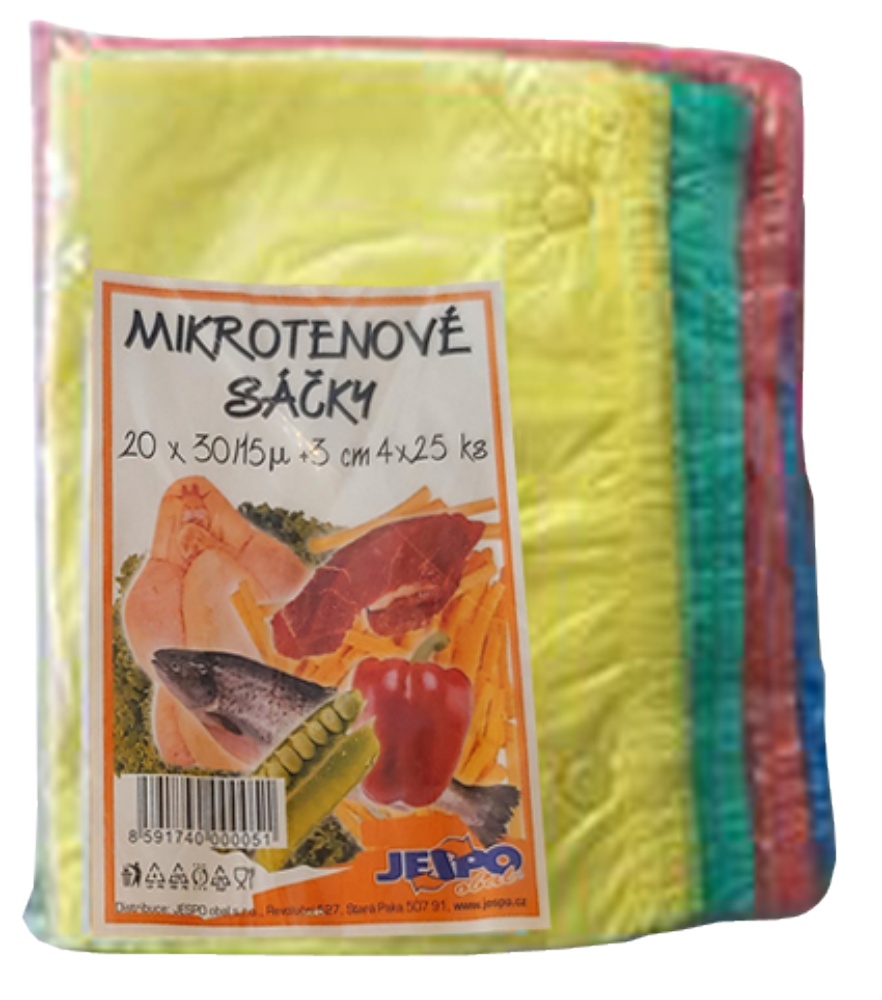 Sáčky mikrotenové 200x300mm/ 25ks 0,015mm 4 barvy