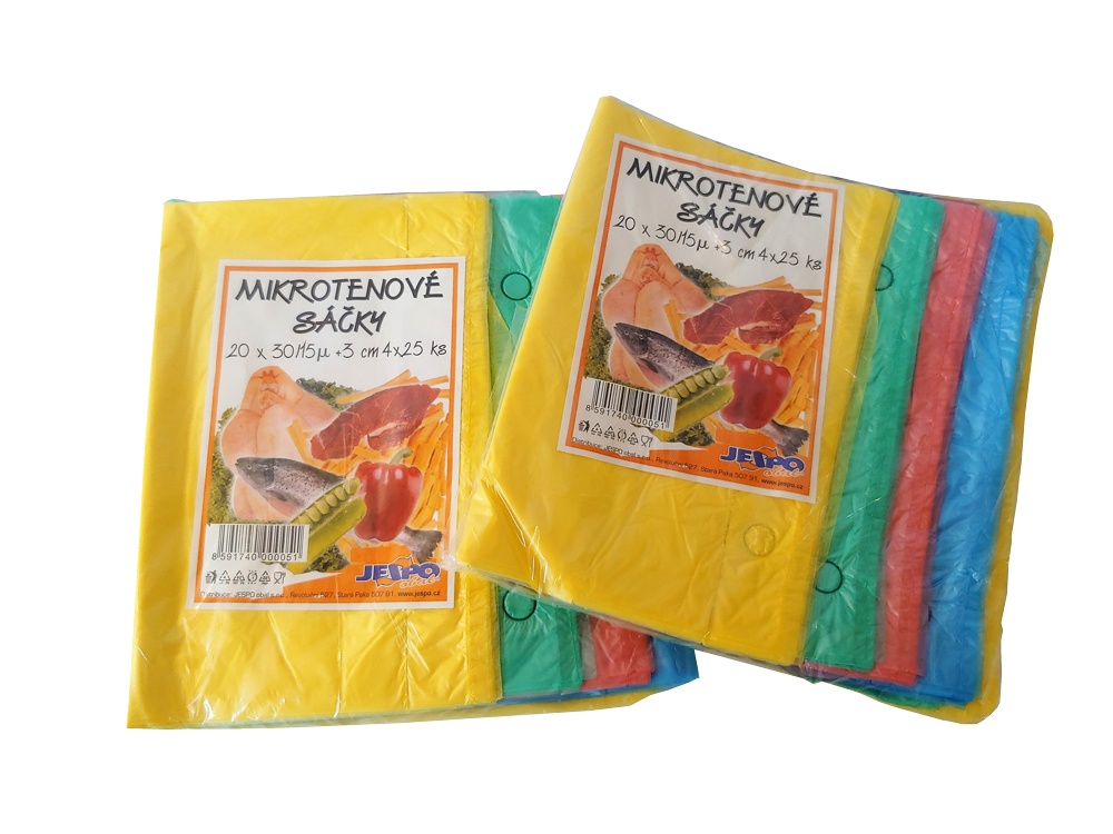 Sáčky mikrotenové 200x300mm/ 4x25ks 0,015mm 4 barvy