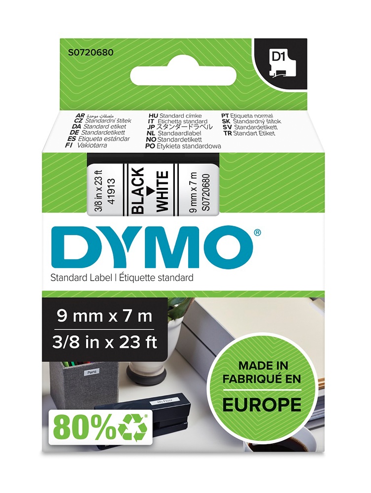 Dymo páska 9mm 40913 Černá/bílou