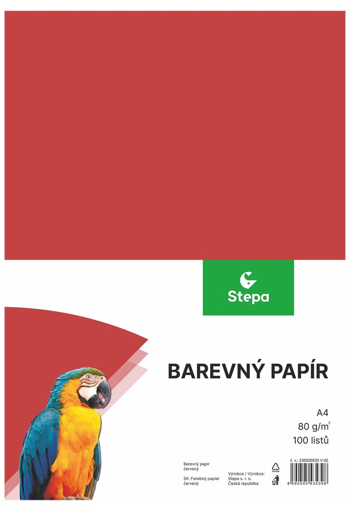 Náčrtník A4 červený 80g.100 listů