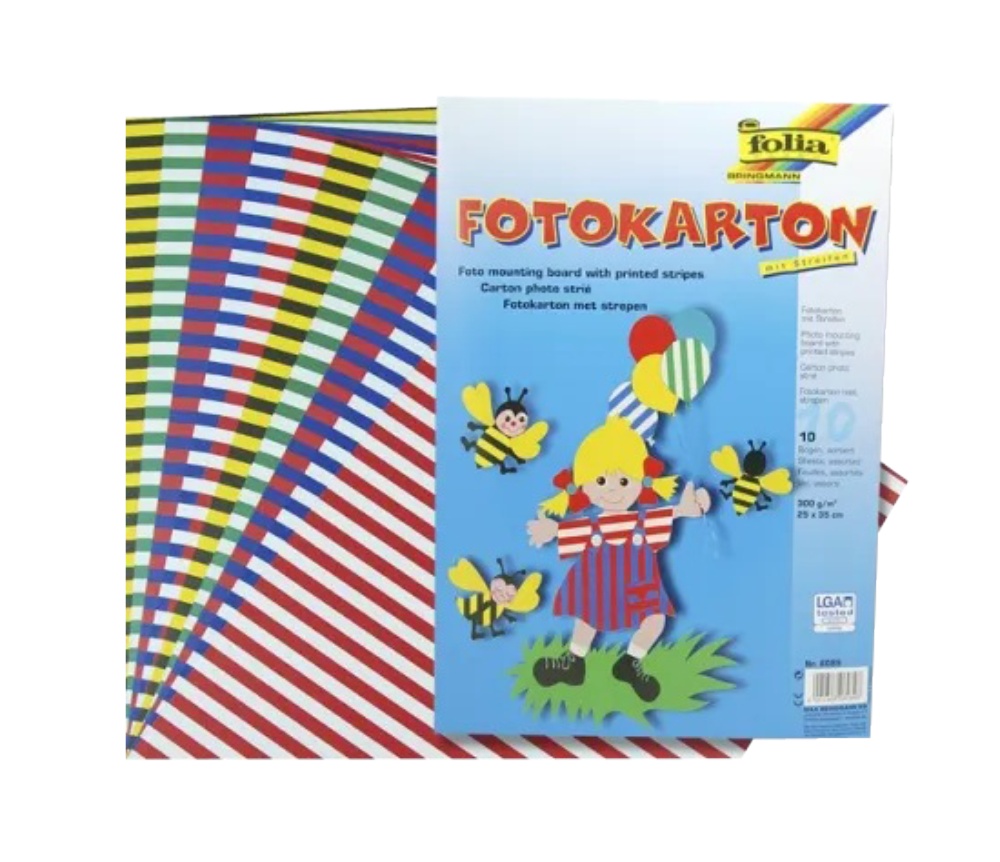 Hobby karton Pruhy 300g 10listů mix barev 25x35cm