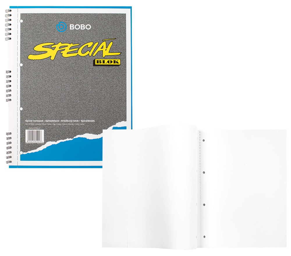 Blok Bobo A4 boční spirála Speciál čistý 50 listů