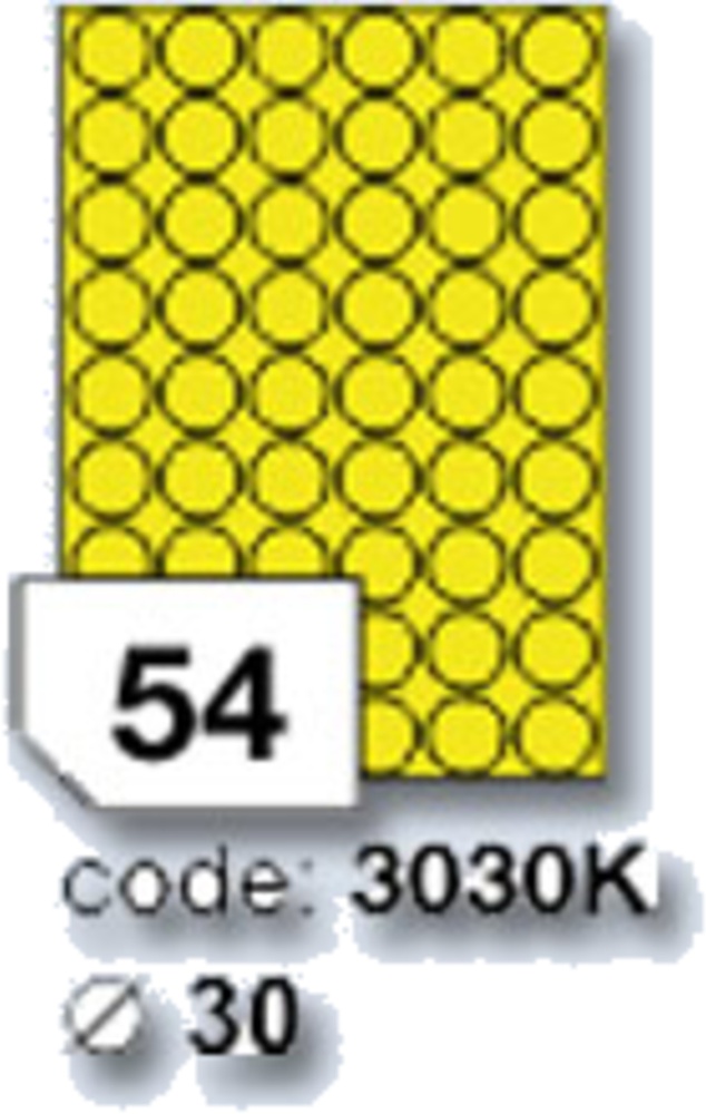 Samolepící etikety Laser kruh 30mm žluté 5400et