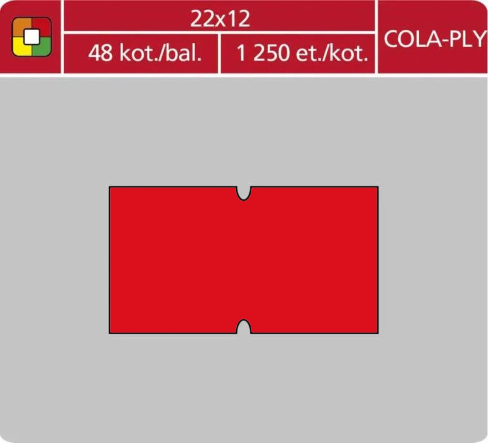 Samolepící etikety Cola-Ply 22x12 červené 1250 etiket
