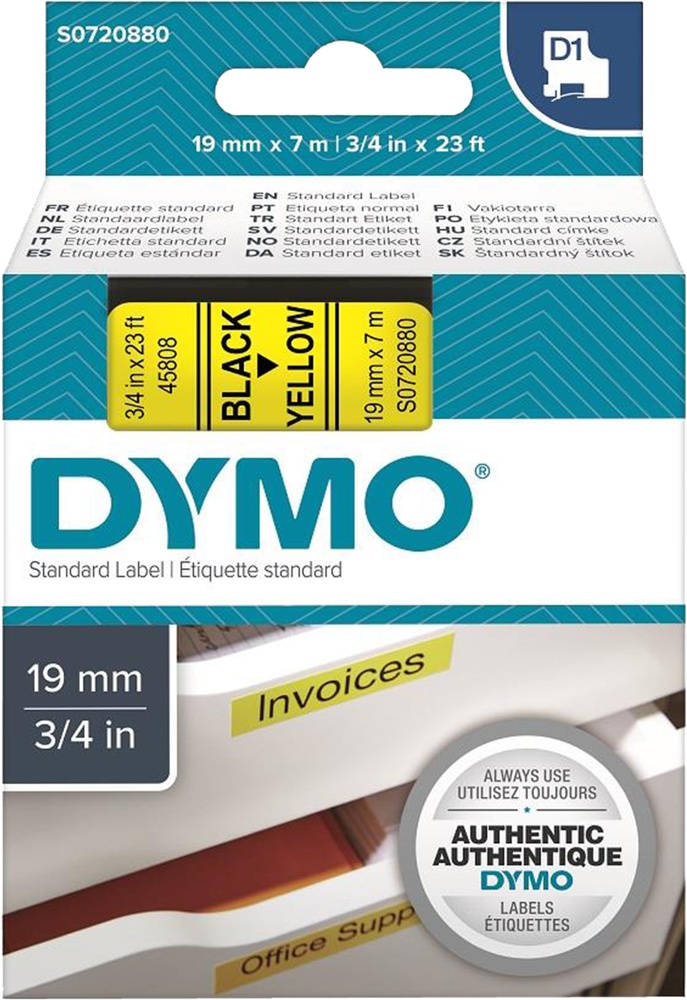 Dymo páska 19mm 45808 Černá/žlutou