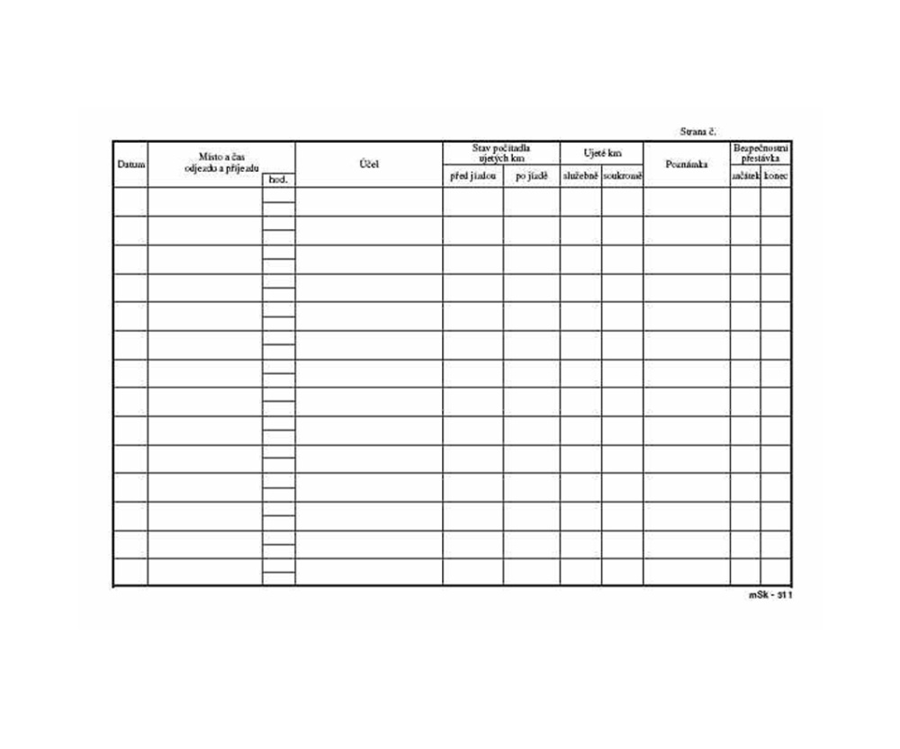 TP Kniha jízd firemní vozidlo A5 311