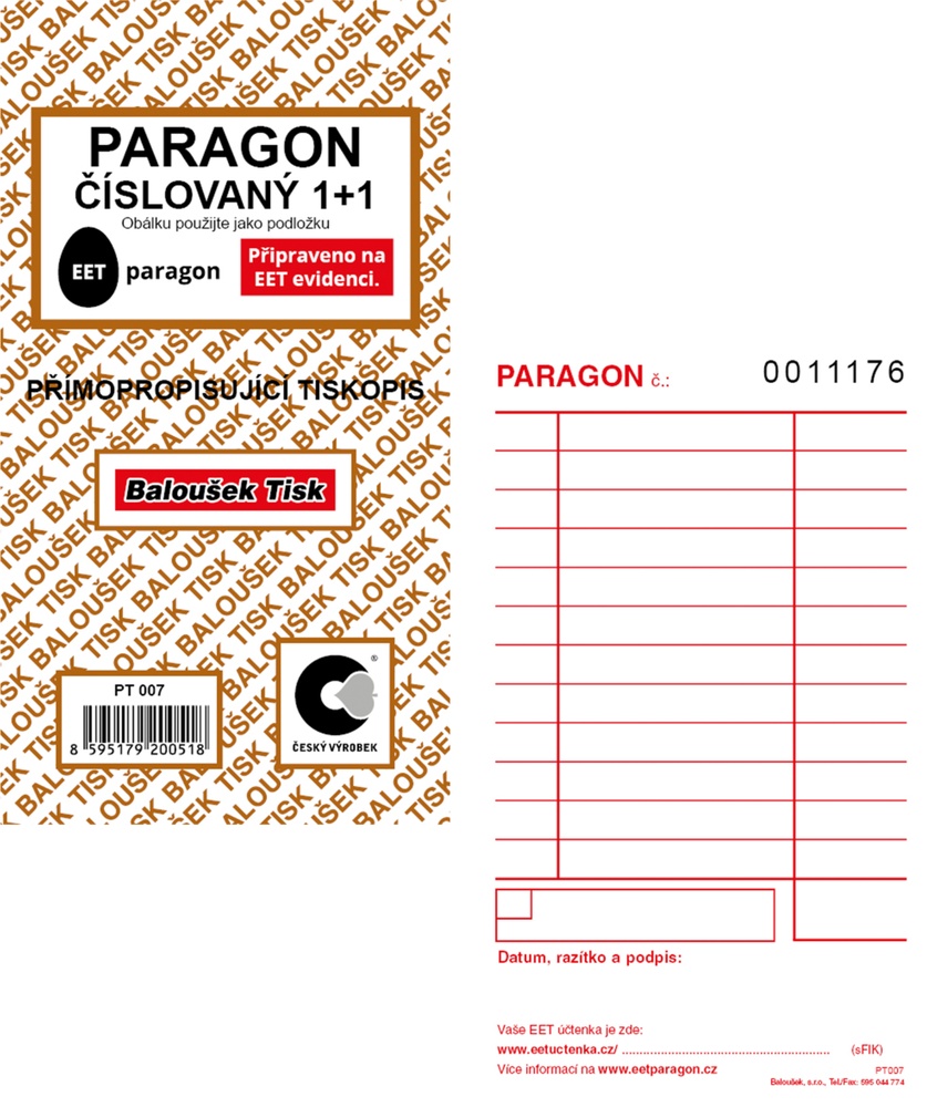 TB Paragon číslovaný propisující 50 listů PT007