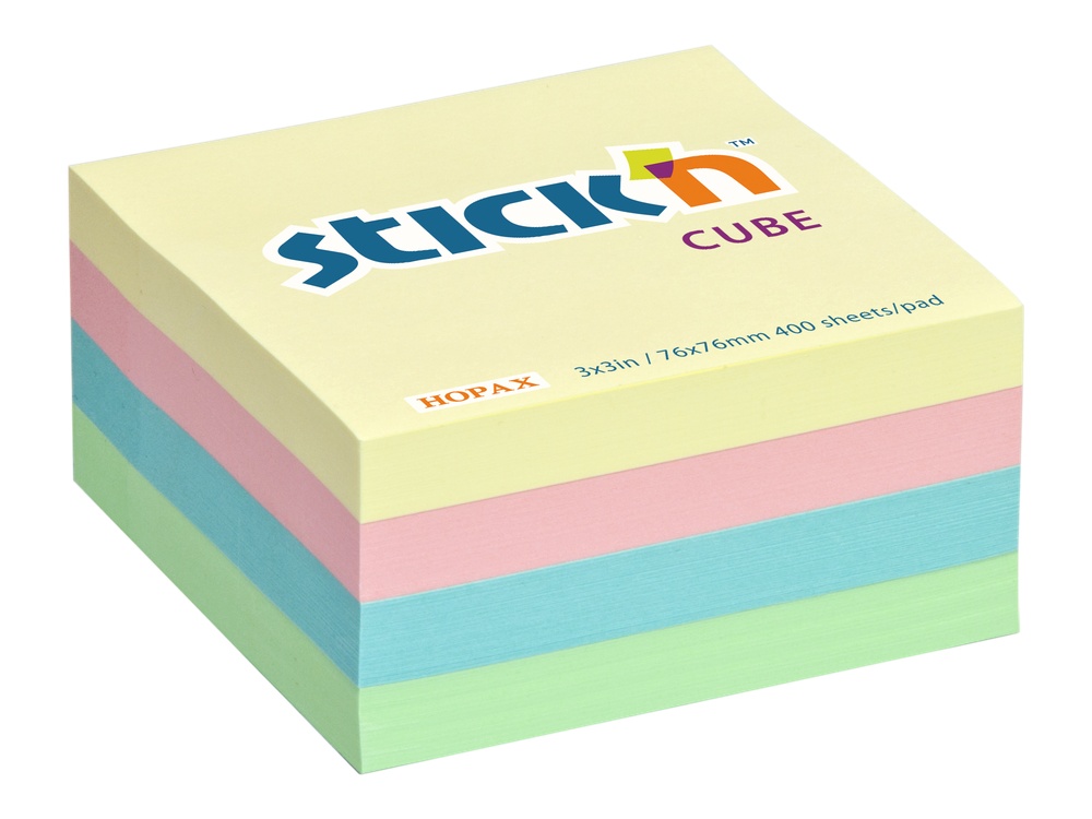 Bloček samolepící 76x76 4-barvy pastelový 400 listů Stick