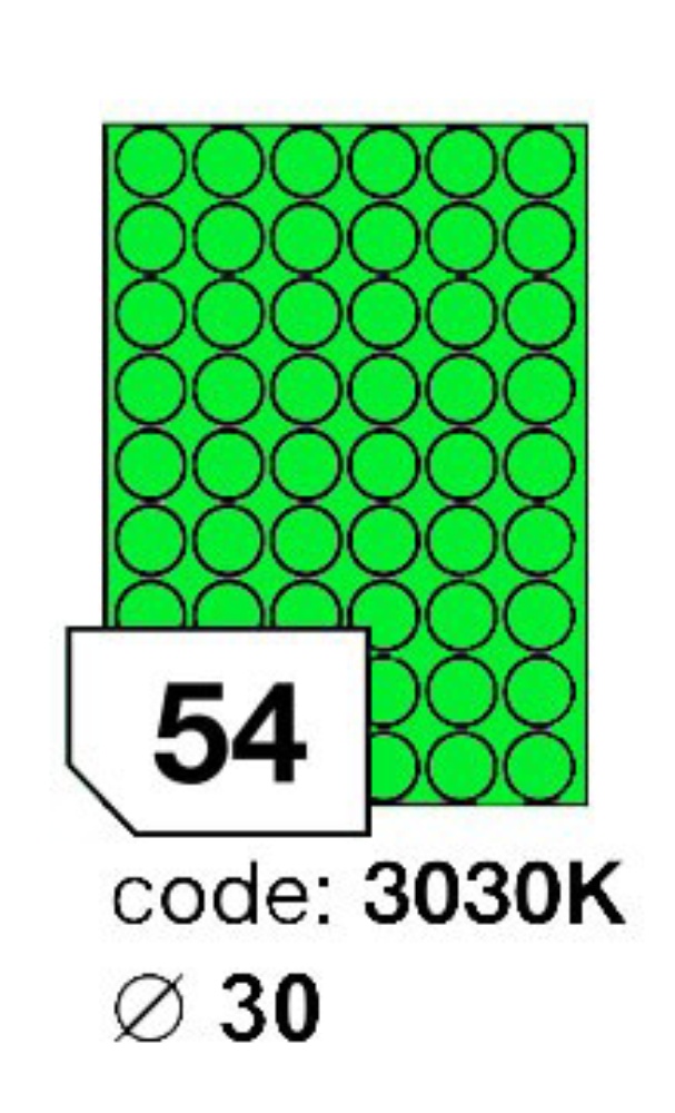 Samolepící etikety Laser kruh 30mm zelené 5400 etiket