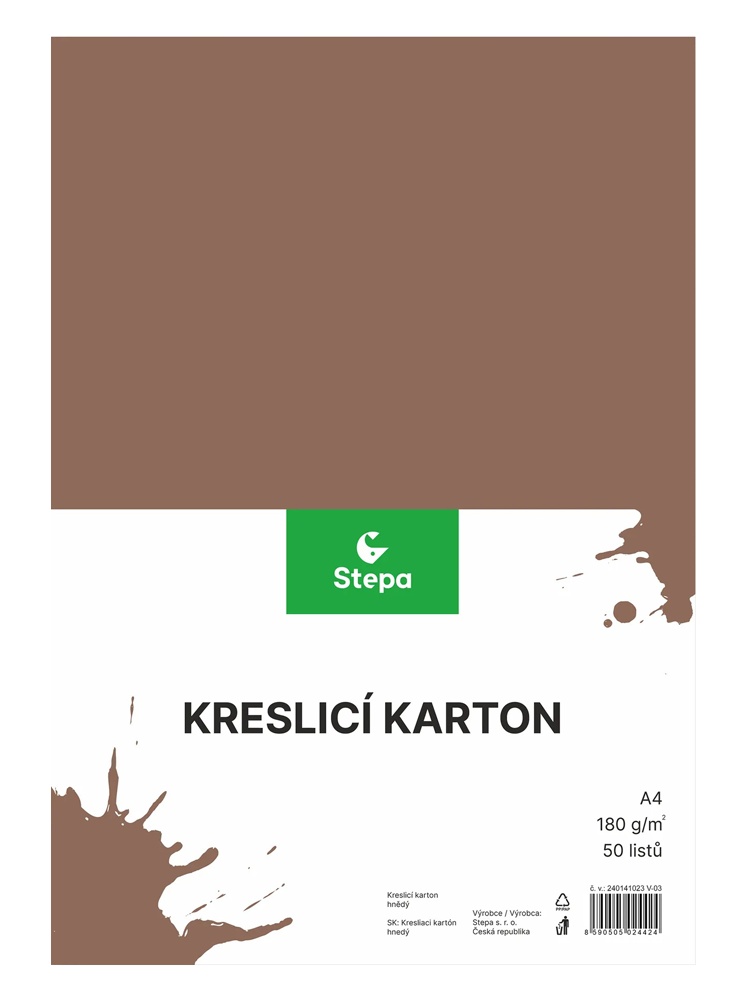 Karton A4 hnědý 180g. 50 listů