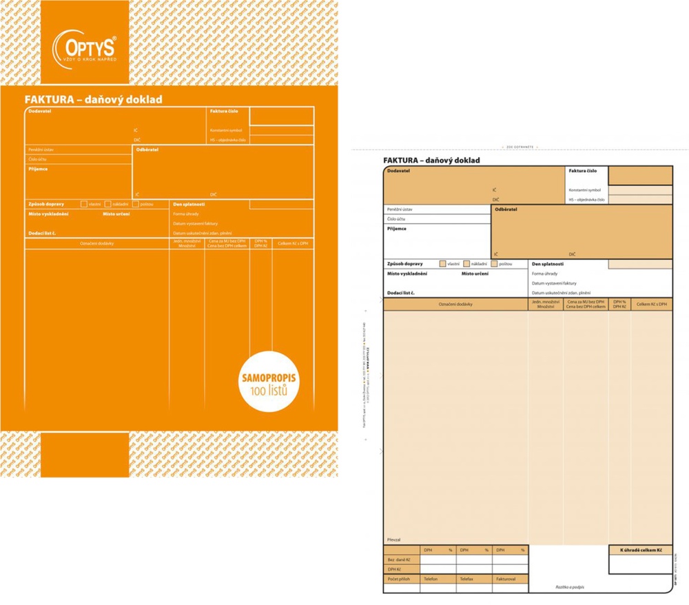 TOpt Faktura A4 DPH propisující 100 listů 1071
