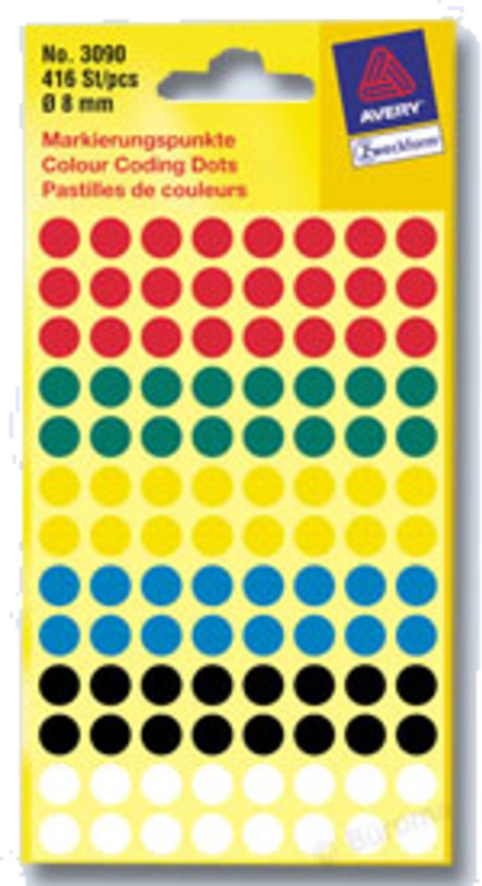 Samolepící etikety Zweckform kulaté 8mm mix barev 416 etiket