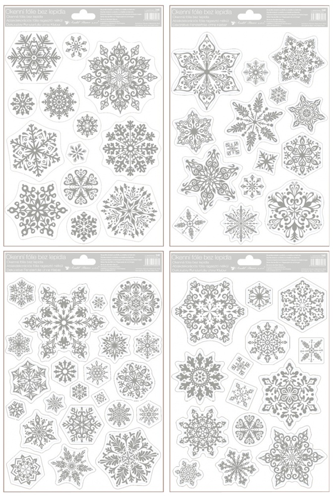 Vánoční okenní dekorace stříbrné 20x30cm