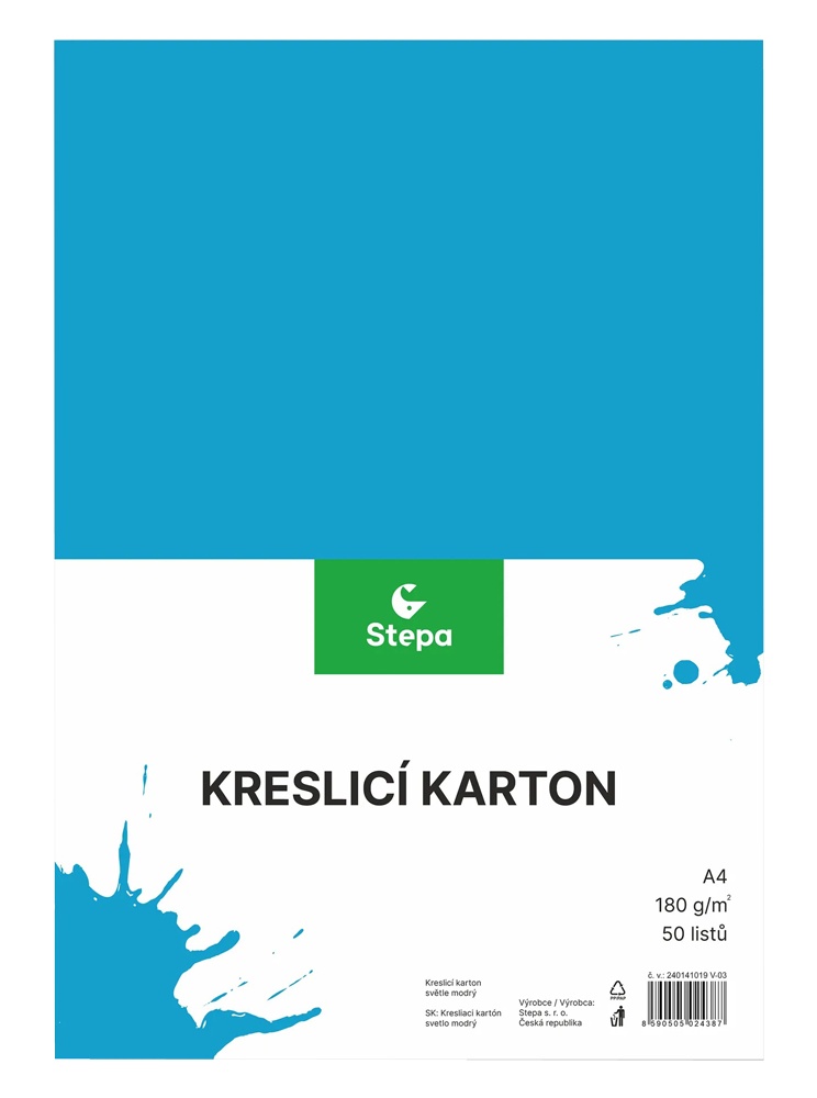 Karton A4 světle modrý 180g. 50 listů