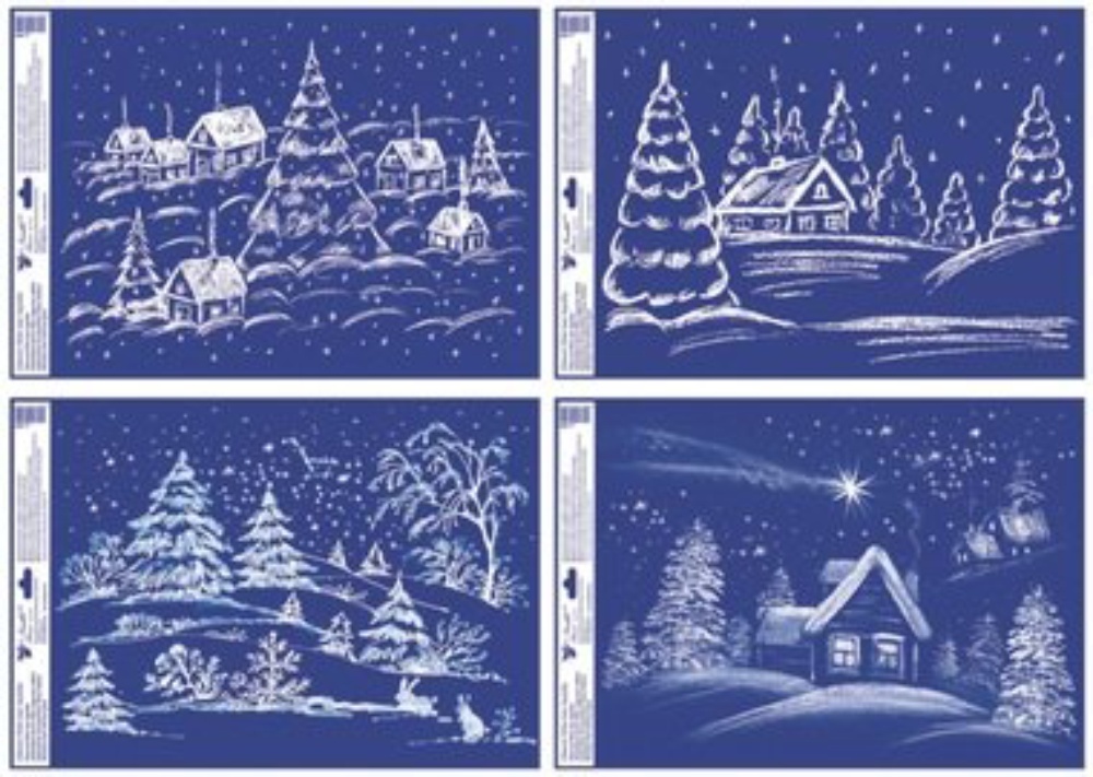 Vánoční okenní dekorace krajina 35x50cm