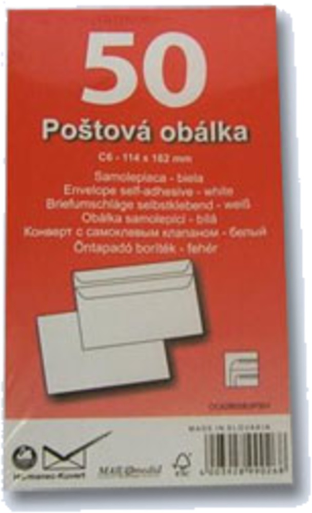 Obálka C6 samolepící / 50ks 114x162