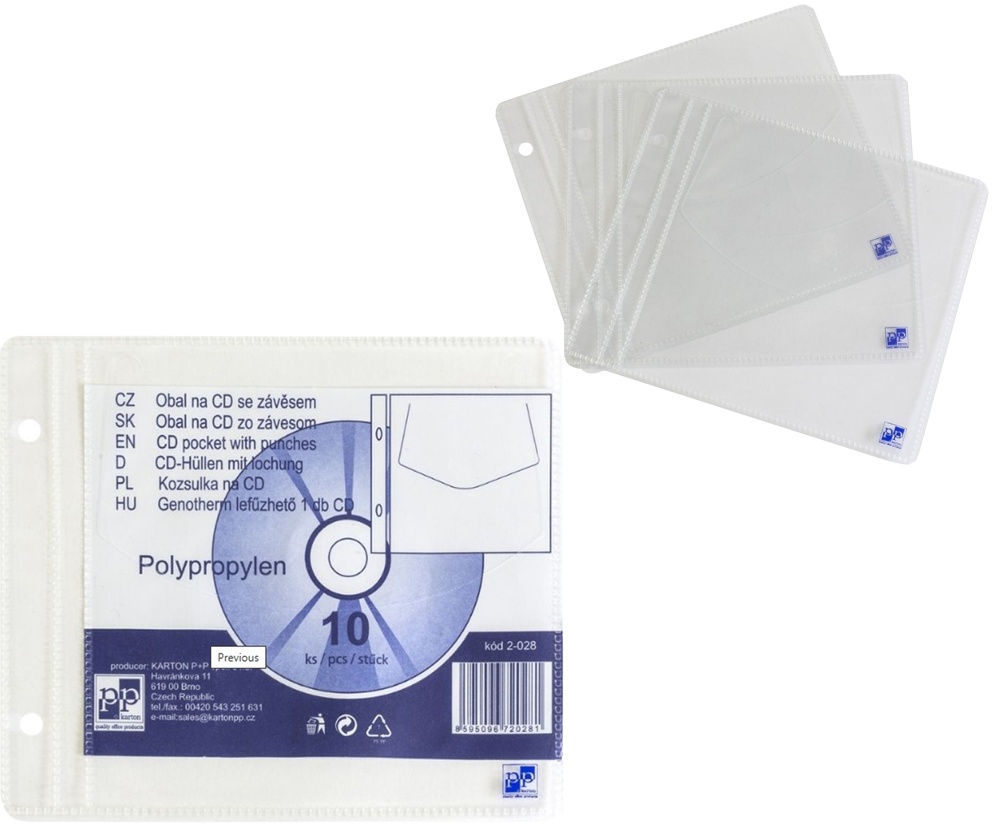 Obal CD A6 závěsný PP 10ks 2-028
