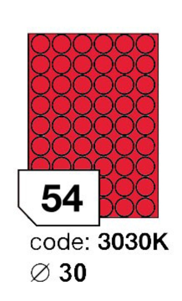 Samolepící etikety Laser kruh 30mm červené 5400 etiket