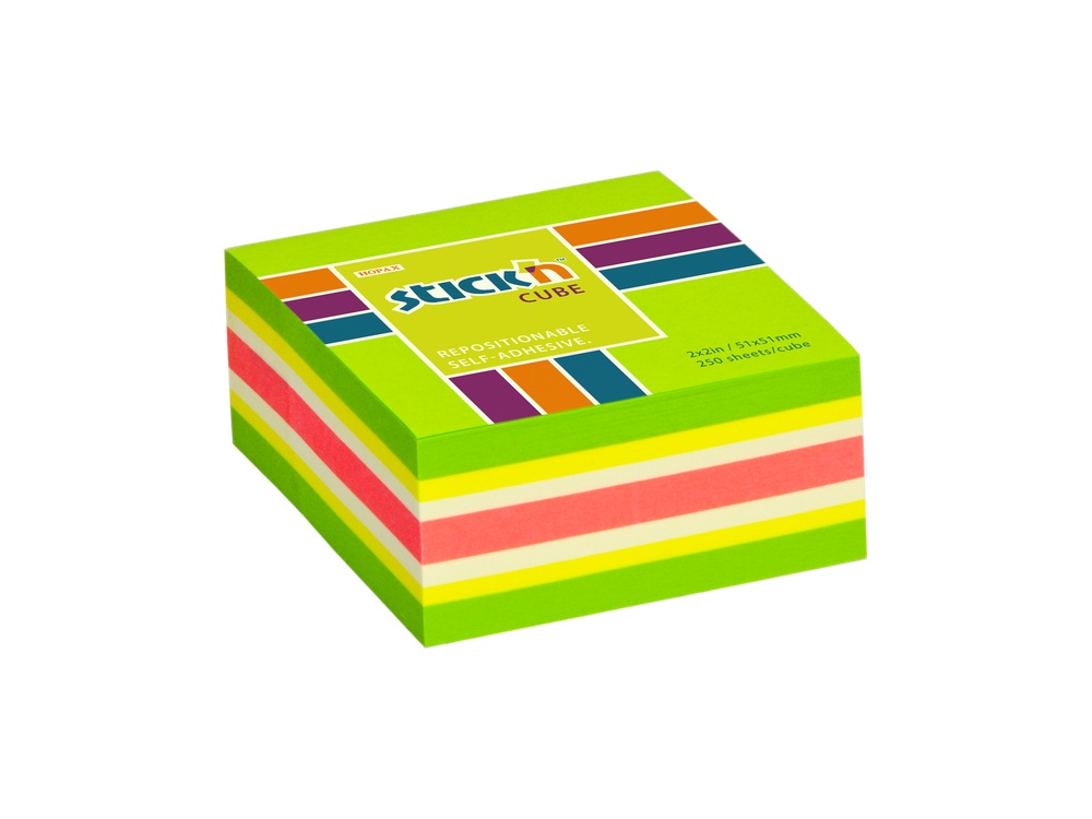 Bloček samolepící 51x51 Neonový 4-barev zelený 250 listů Stick