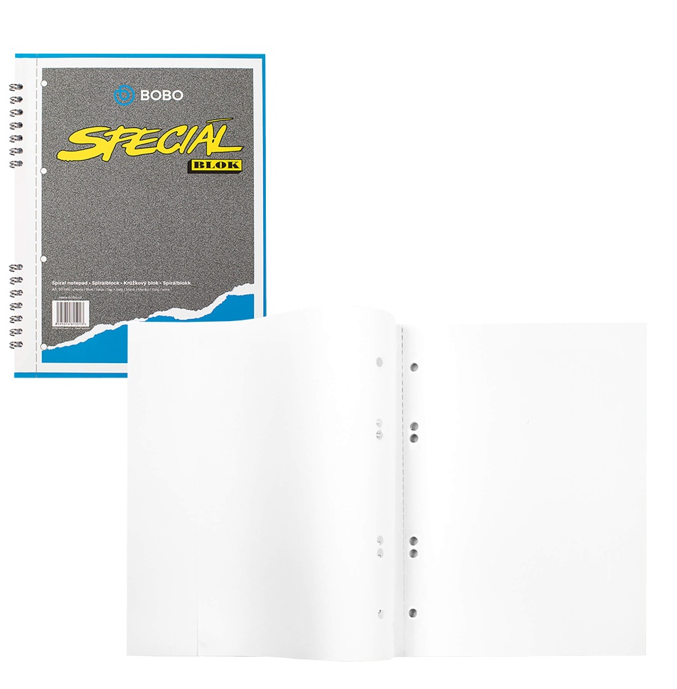 Blok Bobo A5 boční spirála Speciál čistý 50 listů