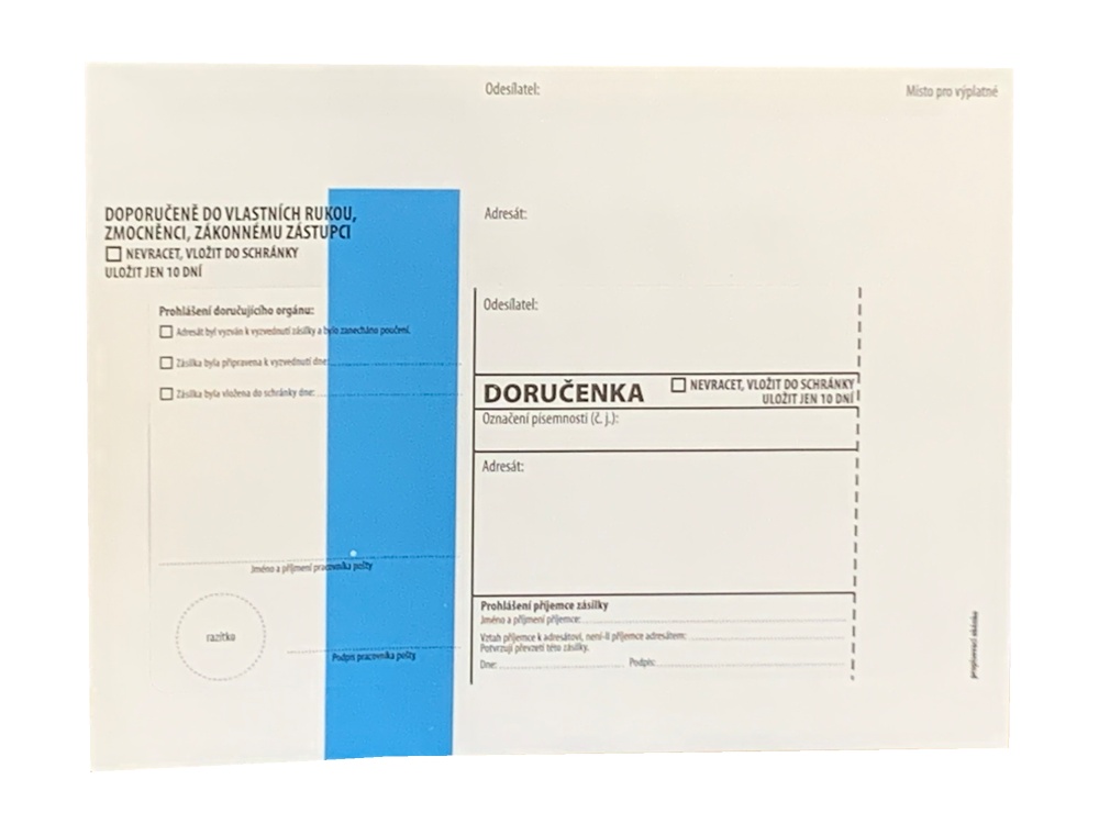 Obálka C5 doručenka modrá NCR s poučením