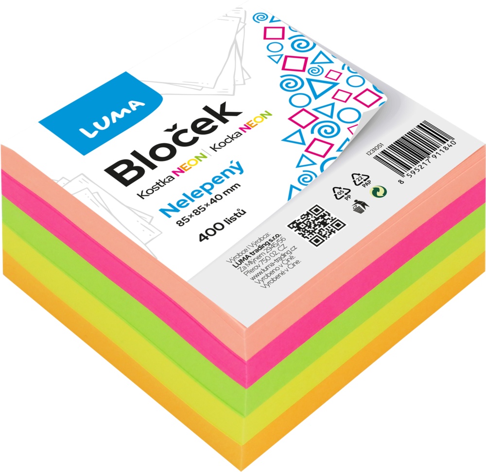 Blok kostka 85x85x40 volné listy barevná