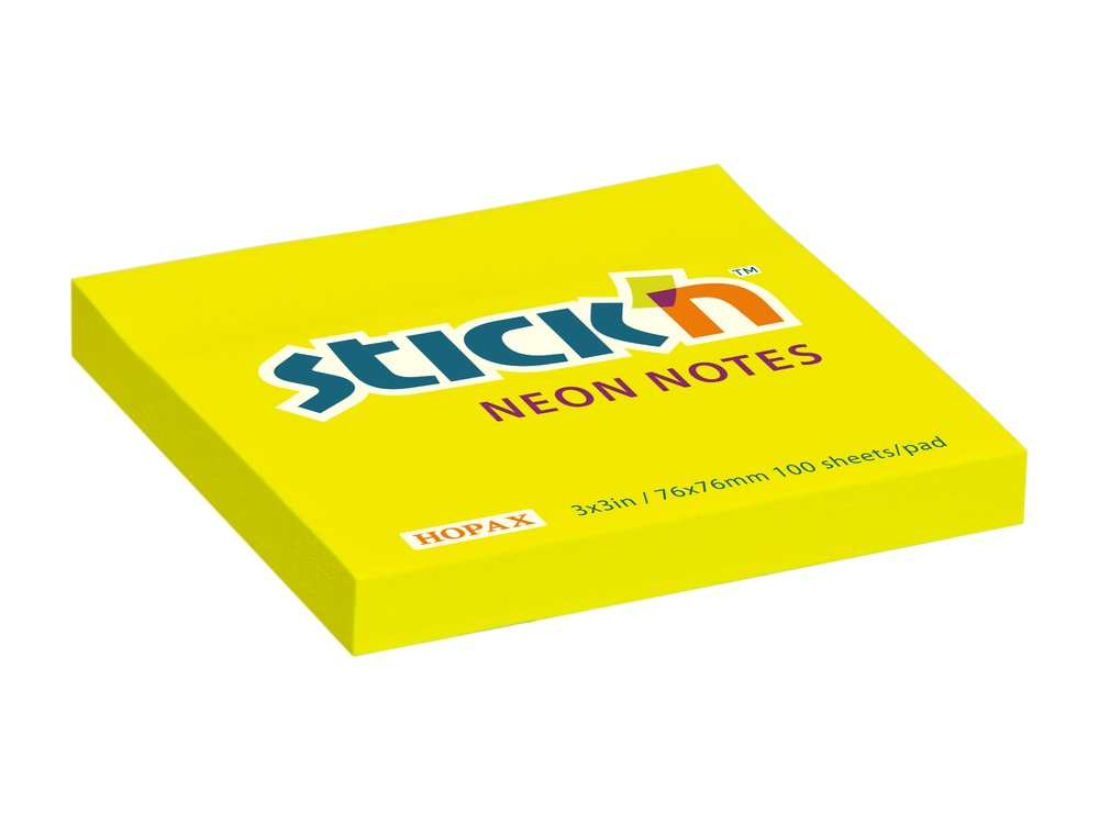 Bloček samolepící 76x76 Neonový žlutý 100 listů Stick