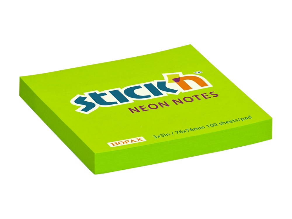 Bloček samolepící 76x76 Neonový zelený 100 listů Stick