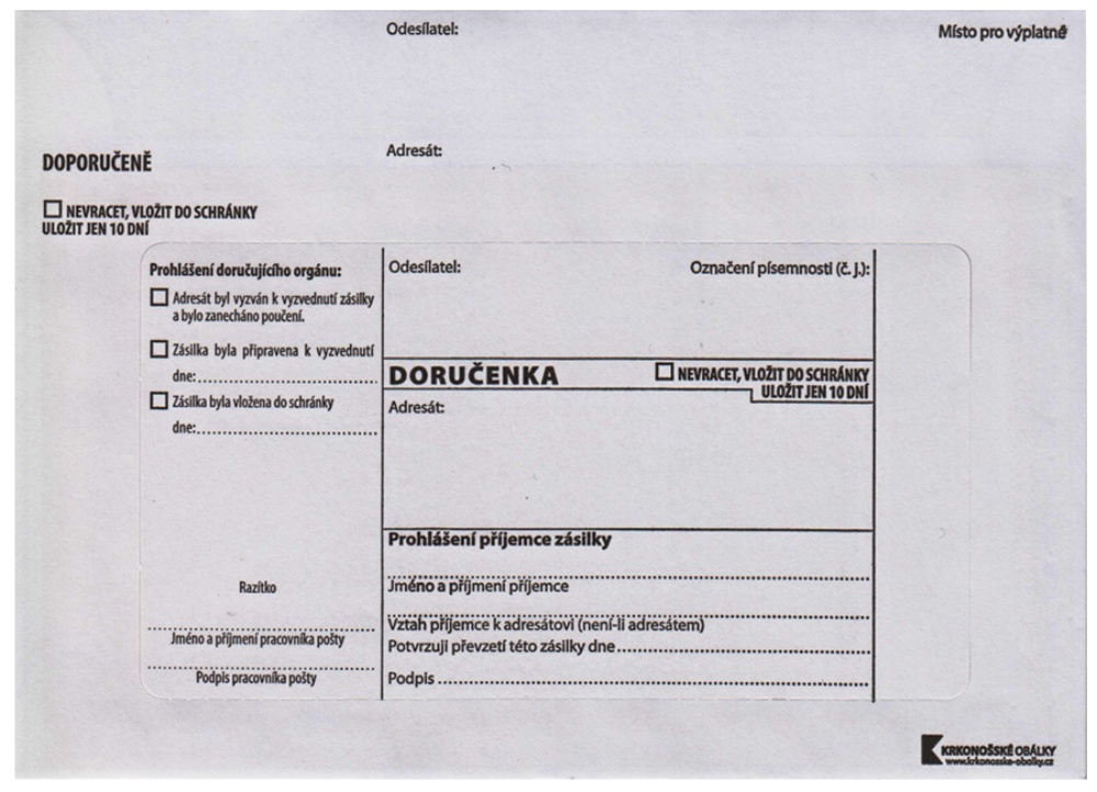 Obálka B6 doručenka bílá s poučením NCR