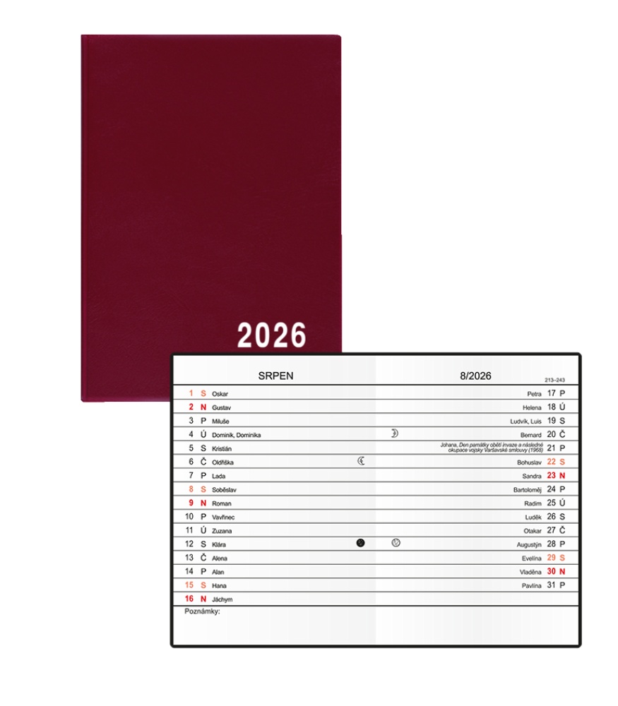 Diář měsíční BMA1 PVC Anežka 70x100 2026