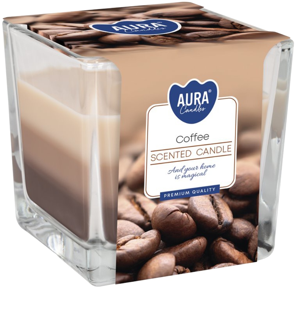 Svíčka vonná ve skle tříbarevná Káva