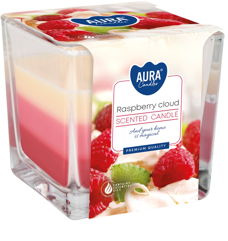 Svíčka vonná ve skle tříbarevná Malina