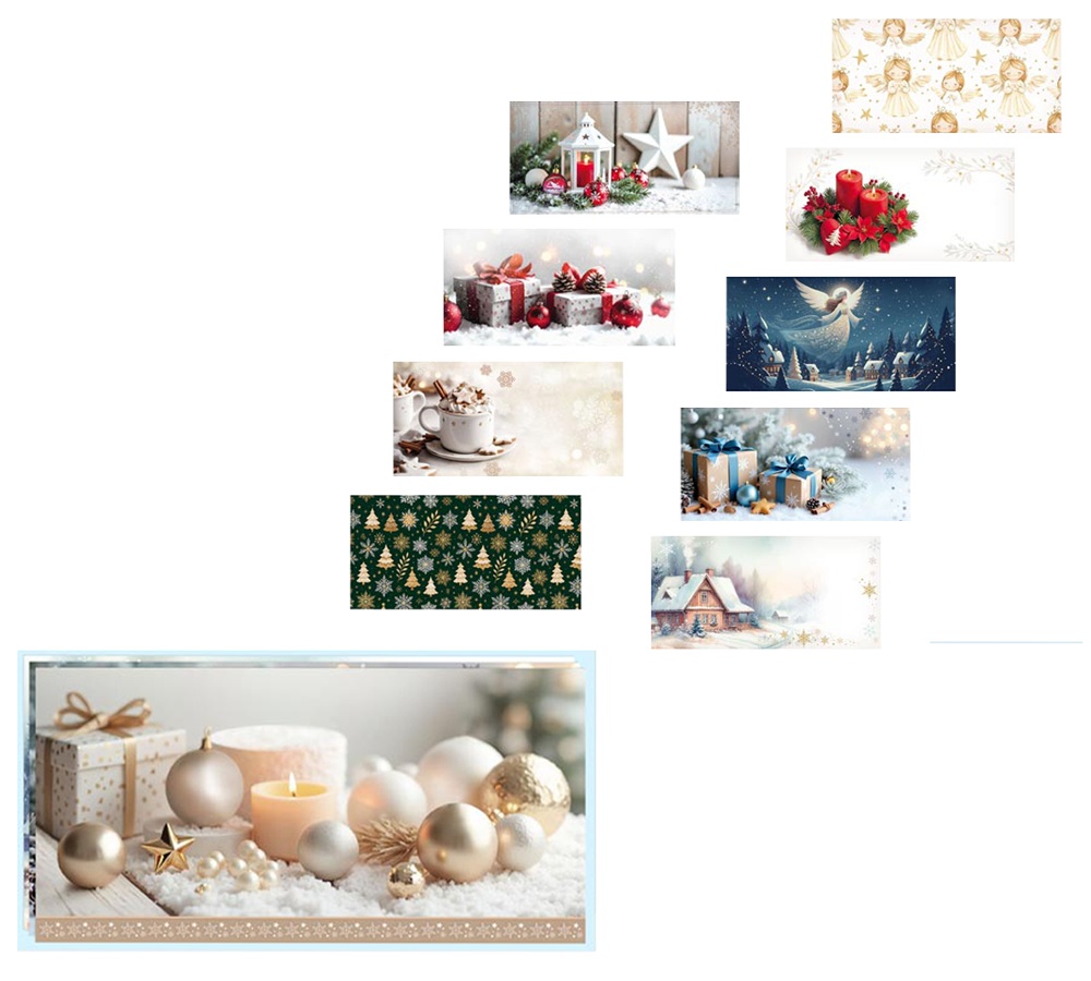 Vánoční obálky dekor DL 220x110 20ks / 170g