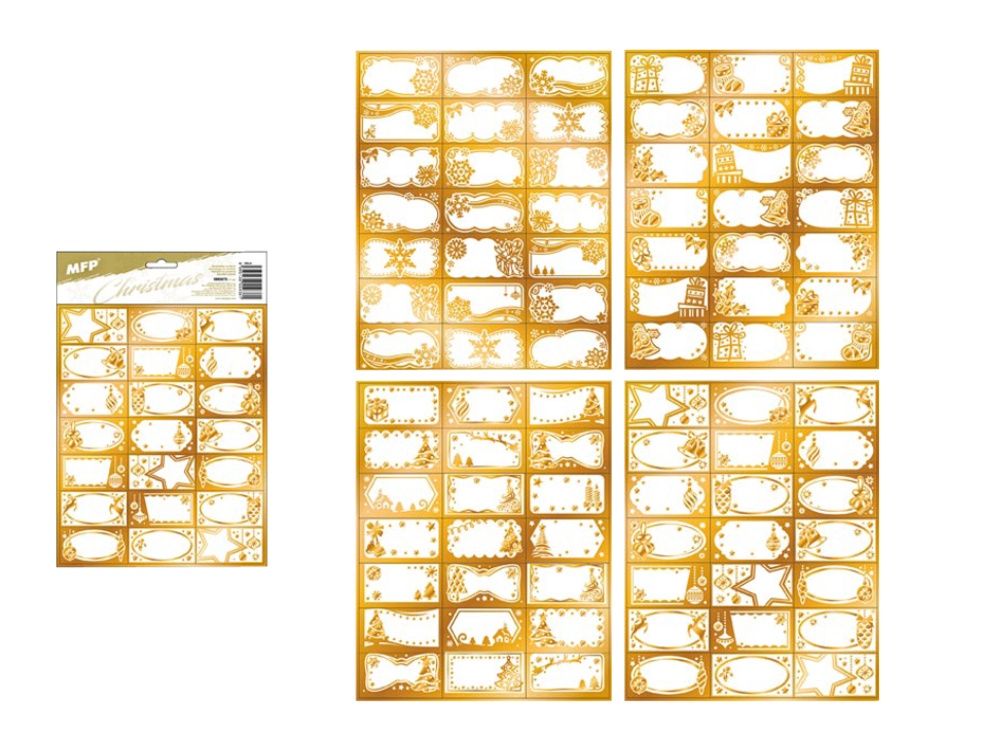 Vánoční samolepka na dárky zlatý 21et