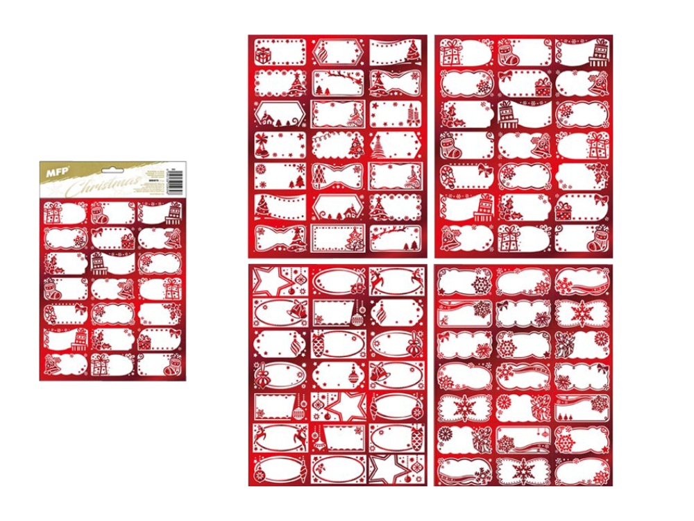 Vánoční samolepka na dárky červená 21et