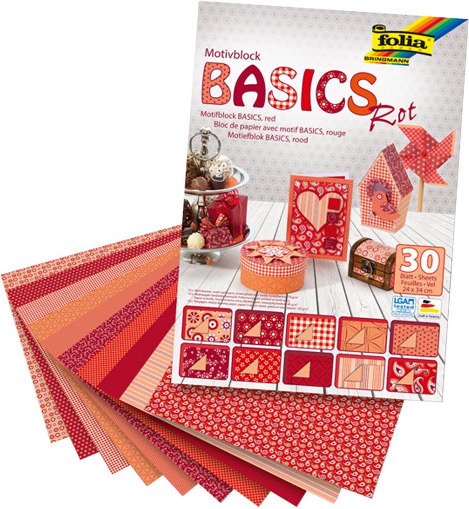 Hobby papír Basic červený 30l 24x34cm