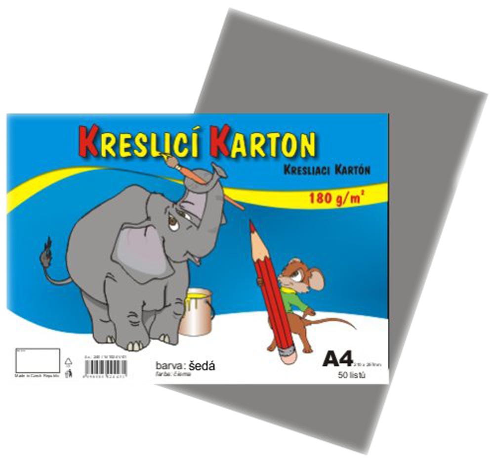Karton A4 šedý 180g. 50 listů