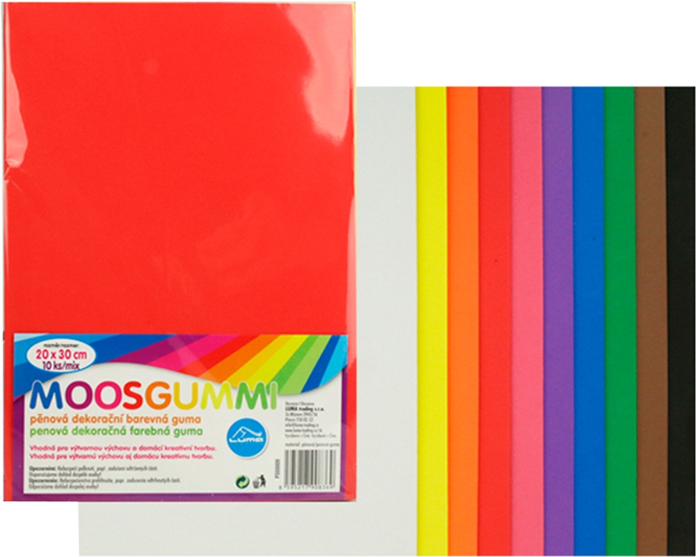 Hobby Moosgummi A4/2mm 10ks mix 20x30cm