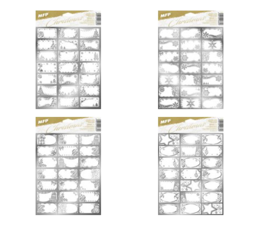 Vánoční samolepka na dárky stříbrná 21et