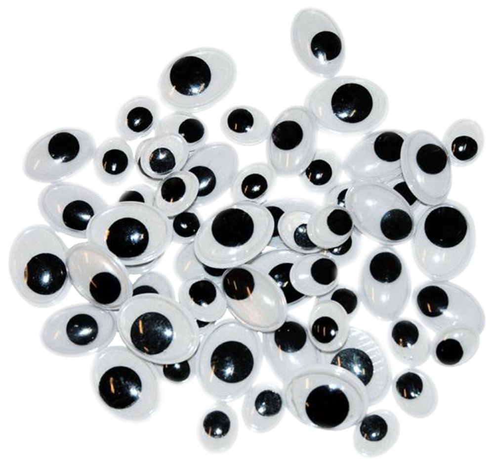 Oči lepicí 8,10,12mm černé oválné 54ks