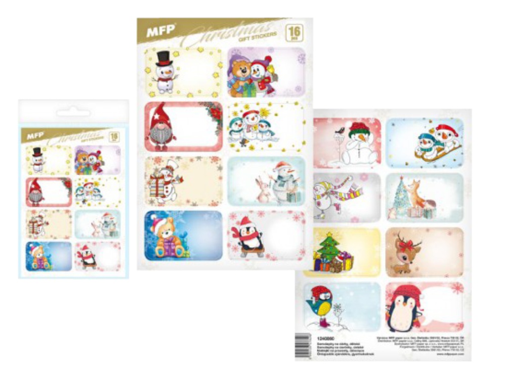 Vánoční samolepka na dárky 16ks/2archy