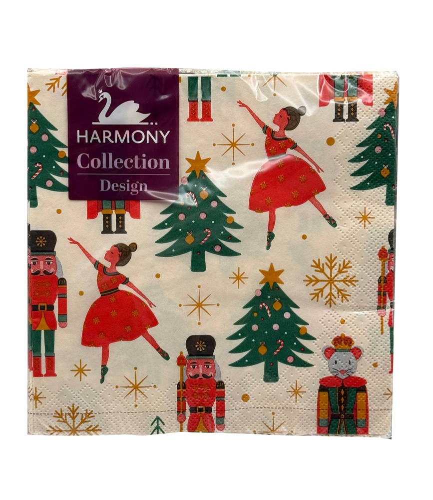 Vánoční ubrousky 3-vrstvé Louskáček s baletkou 20ks