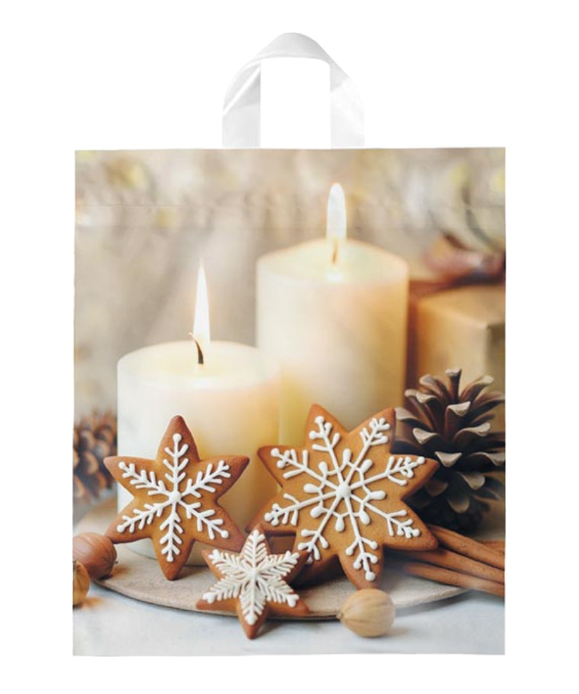 Vánoční taška PE s uchem perníčky 400x460x80 