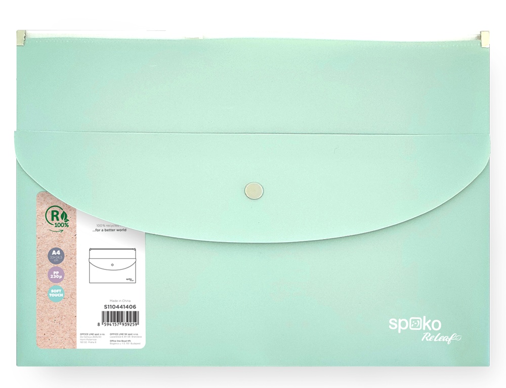 Spisové desky s drukem A4 zelená + kapsa 