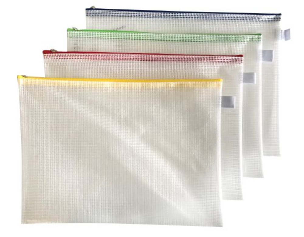 Spisové desky A4 PVC čiré se zipem a textilem