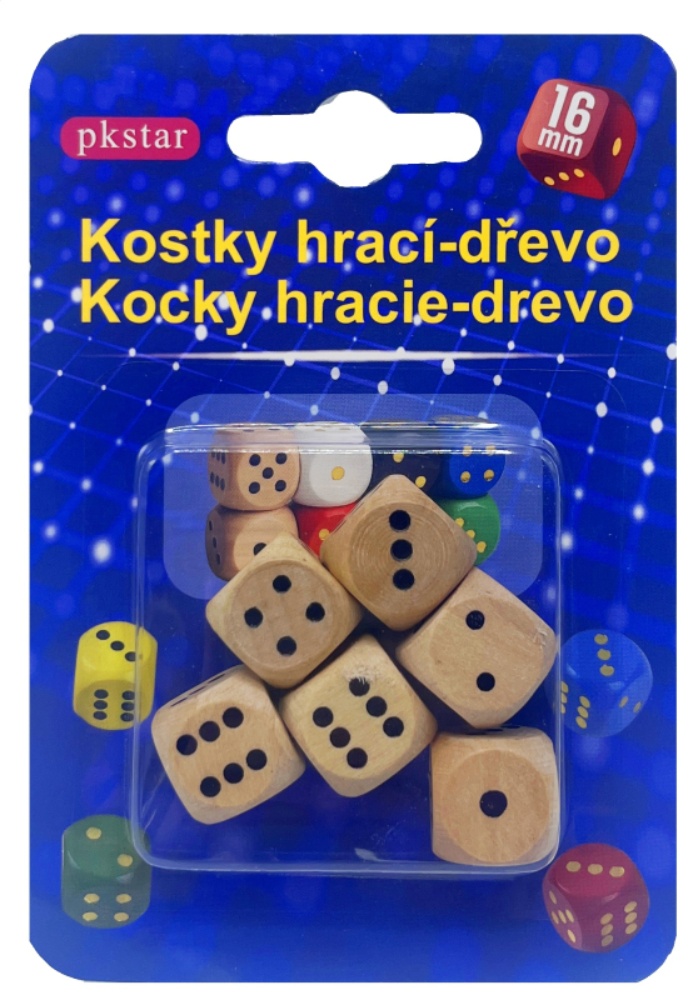 Kostky hrací dřevo 6ks 1,6cm 