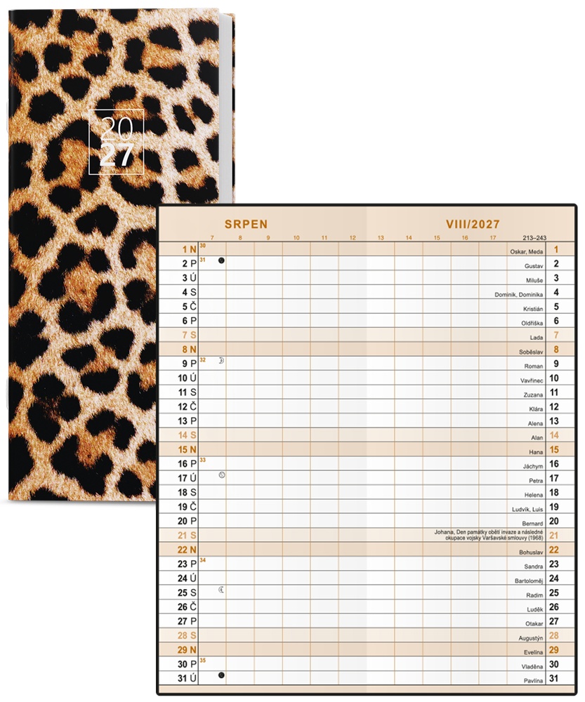 Diář měsíční BMB9-1 Leopard 79x179 2027