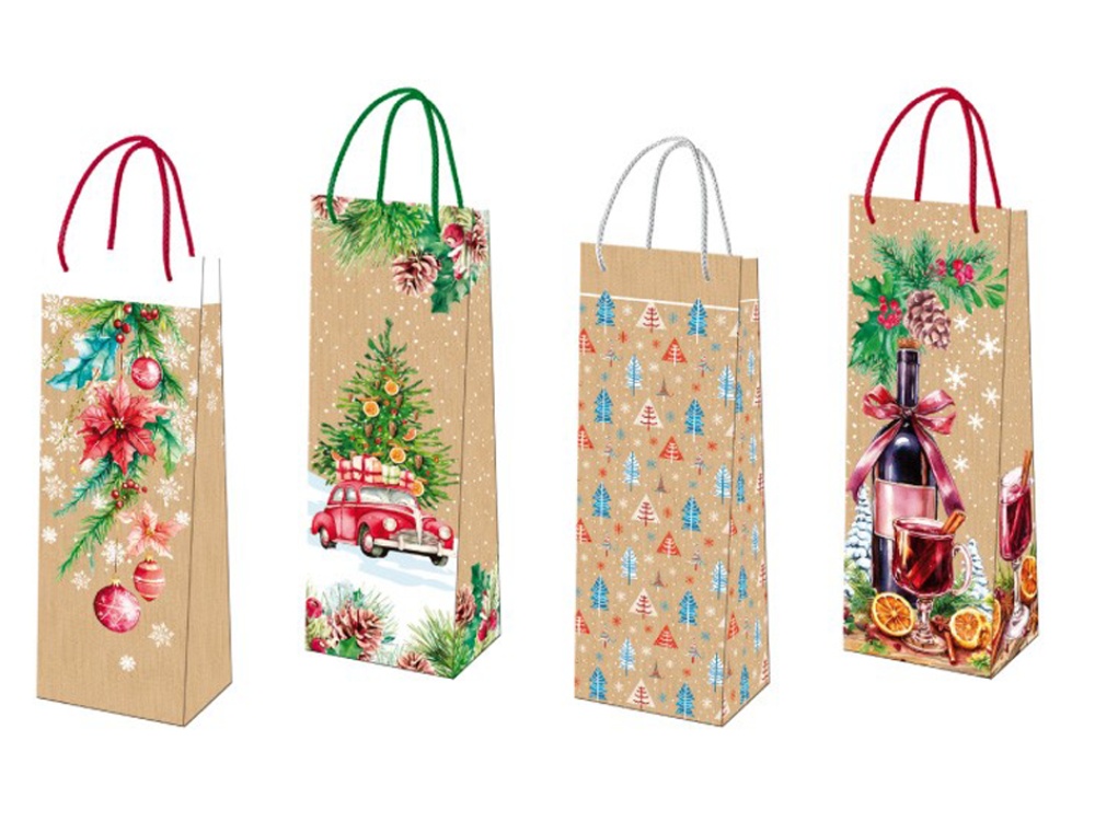 Vánoční taška LAK kraft mix 125x350x90